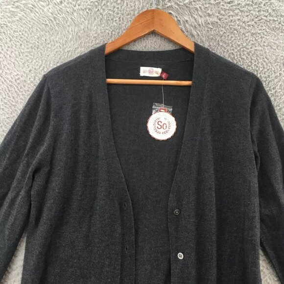So Button Up Cardigan Sweater Womens Large Black Long Sleeve Knitted Casual - Picture 3 of 9